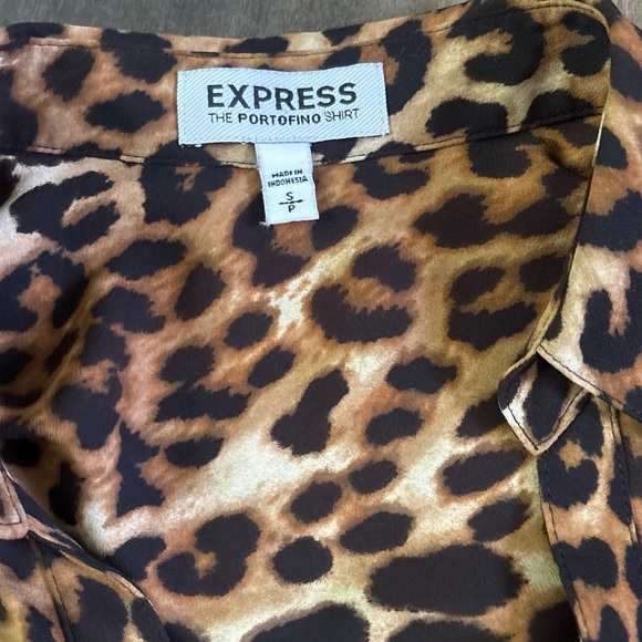 Express Brown and Black Fitted Long Sleeve Button Down Shirt - Picture 5 of 5